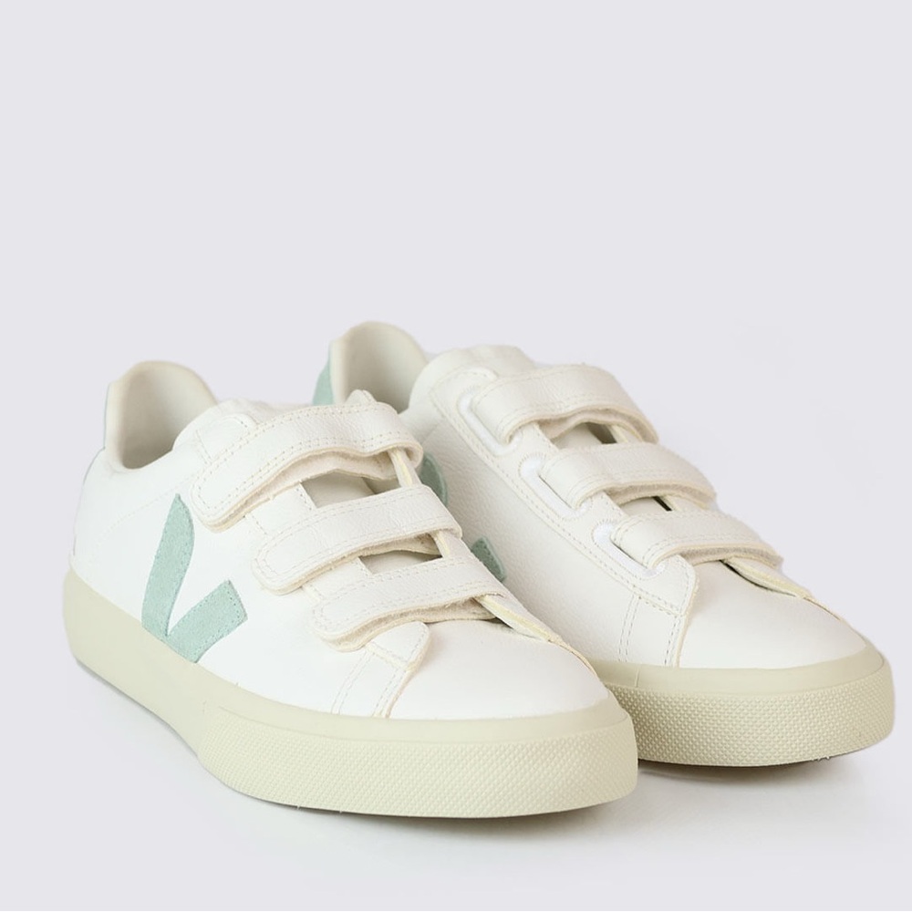 Veja White and Light Green Women's Sneakers